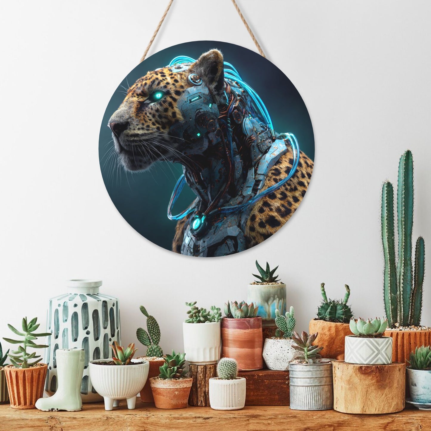 "Cyber Panther" Creative Round Hanging Ornament | Perfect Fusion of Sci-Fi Machinery and Wild Nature