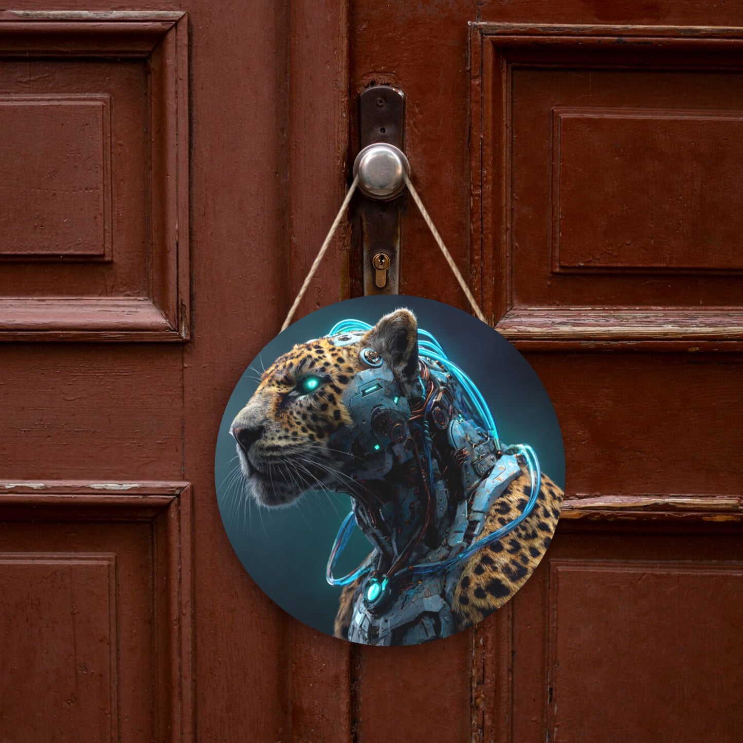 "Cyber Panther" Creative Round Hanging Ornament | Perfect Fusion of Sci-Fi Machinery and Wild Nature