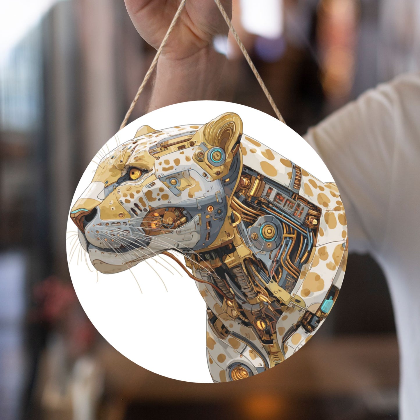 "Mecha Snow Leopard" Creative Hanging Ornament | Cyber Fusion of Wild Nature and Mechanical Aesthetics