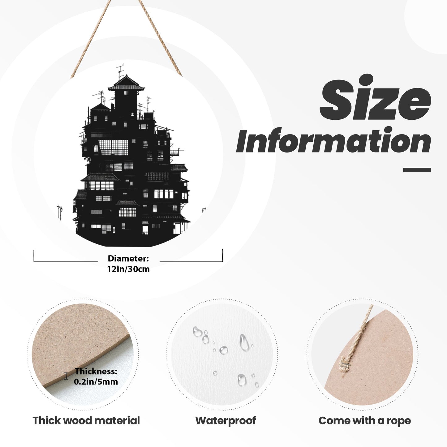 "Shadows of the City" Creative Hanging Ornament | Black-and-White Silhouette of Urban Architecture