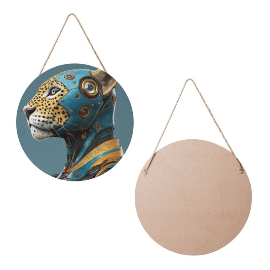 "Cyber Leopard" Creative Round Hanging Ornament | Fusion of Technology and Wild Nature in Artistic Design